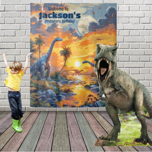 Dinosaur Land Prehistorische Verjaardag Hanging Wandkleed