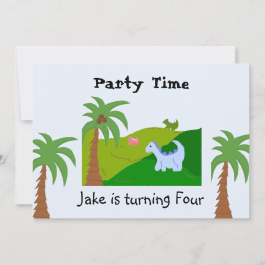 Dinosaur Land Verjaardagsfeest Uitnodiging (Voorkant)