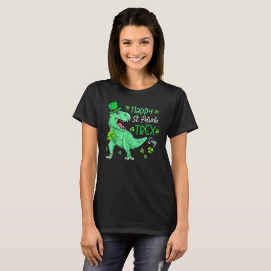 Dinosaur Leprechaun Happy St Pat T-Rex St Patrick' T-shirt (Voorkant volledig)