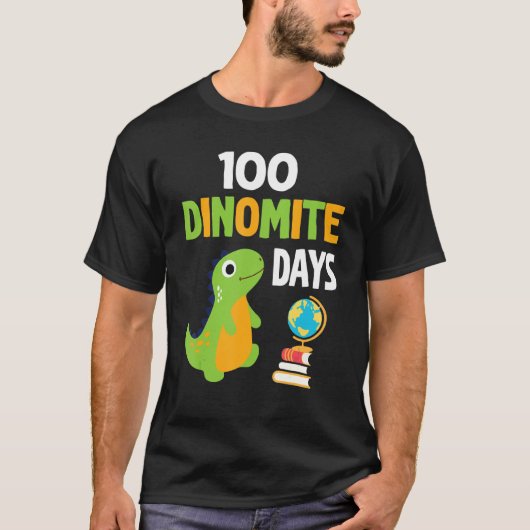 Dinosaur leraar student Happy 100 dinomite Days B T-shirt (Voorkant)