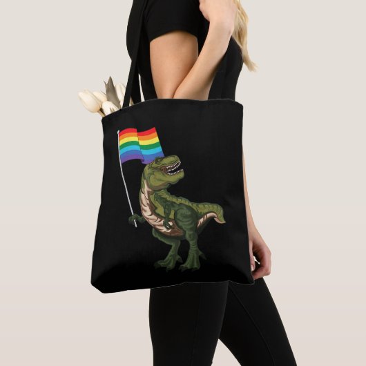 Dinosaur LGBT Gay Lesbian Transgender Nonbinary Tote Bag (Dichtbij)