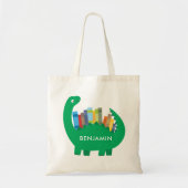 Dinosaur Library Book Canvas tas (Voorkant)