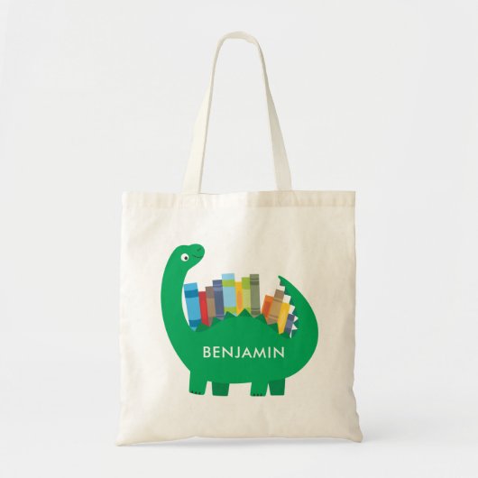 Dinosaur Library Book Canvas tas (Voorkant)