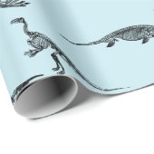 Dinosaur lichtblauw patroon cadeaupapier (Rol Hoek)