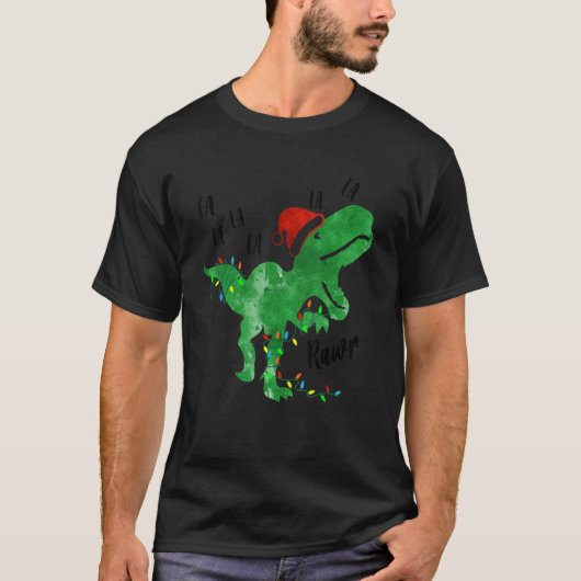 Dinosaur Lights Fa Ra Ra Rawr-kerstrexboeien T-shirt (Voorkant)