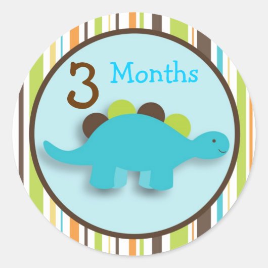 Dinosaur Lil DIno Boy Monthly Milestone Stickers (Voorkant)