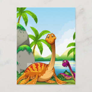 Dinosaur living in the jungle briefkaart