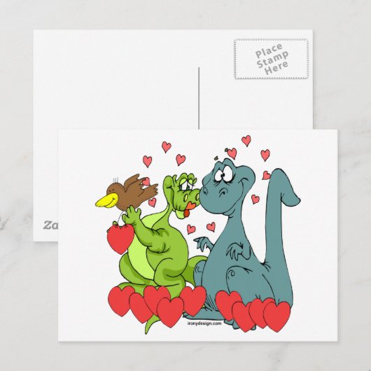 Dinosaur Love Briefkaart (Voorkant / Achterkant)