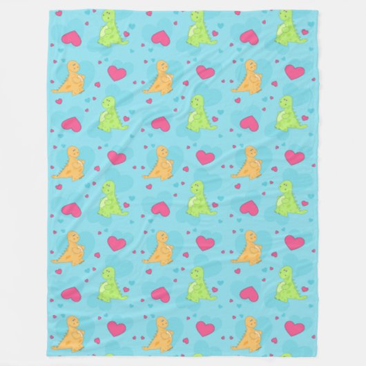 Dinosaur Love Fleece Deken (Voorkant)