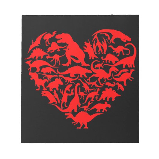 Dinosaur Love Heart Cute Valentijnsdag Boys Kinder Notitieblok (Voorkant)
