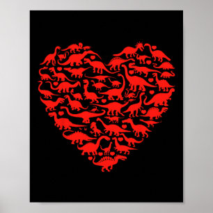 Dinosaur Love Heart T Rex Cute Valentijnsdag Boys Poster