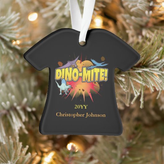 Dinosaur Lover Dynamite Dino-mite Pun Ornament (Boom)