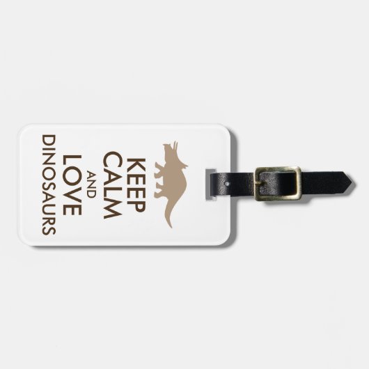 Dinosaur Lover Gift Keep Calm Triceratops Custom Bagagelabel (Voorkant horizontaal)