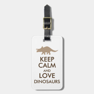 Dinosaur Lover Gift Keep Calm Triceratops Custom Bagagelabel