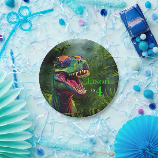 Dinosaur Lover met Cool TRex Papieren Bordje (Feest)