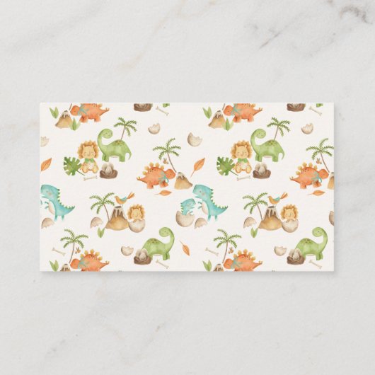 Dinosaur Luier Raffle Tickets TRex Baby shower Informatiekaartje (Achterkant)