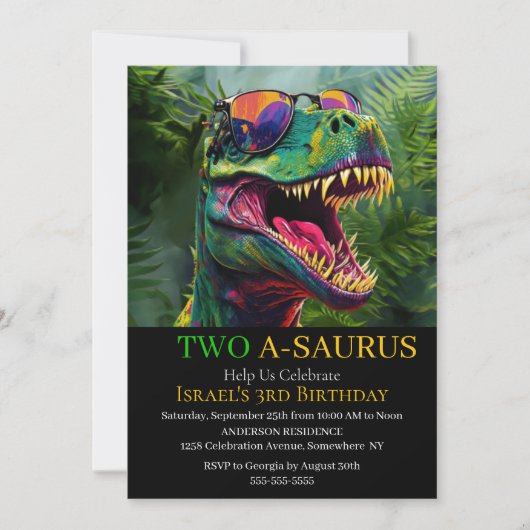 Dinosaur maakt zich klaar voor een ROAR-uitnodigin Kaart (Voorkant)