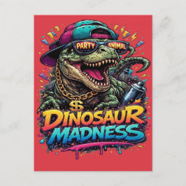 Dinosaur Madness — Party Animal T‑Rex Graphic Briefkaart