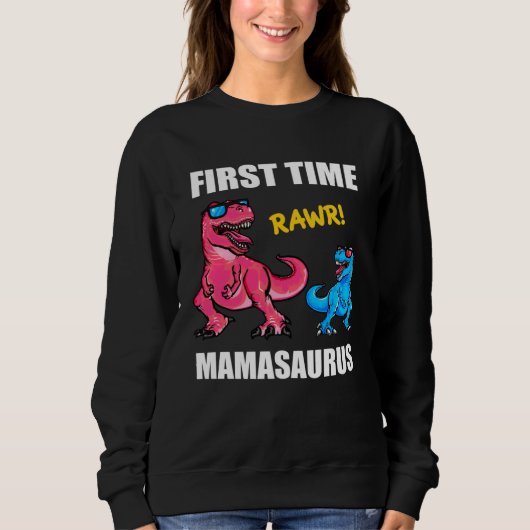 Dinosaur Mama  Baby Announcement First Time Mamasa Trui (Voorkant)