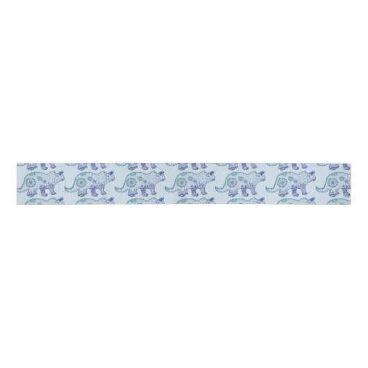 Dinosaur Mandala Art Ribbon Grosgrain Lint (Voorkant)
