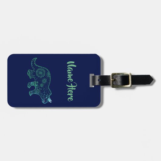 Dinosaur, mandala triceratops Custom Luggae Labels (Voorkant horizontaal)