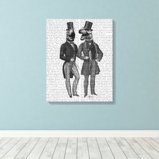 Dinosaur Mannen luiden de nacht uit Canvas Afdruk (Insitu (Houten vloer))