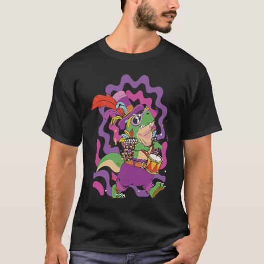Dinosaur Mardi Gras Party Parade Shenanigans Carni T-shirt (Voorkant)