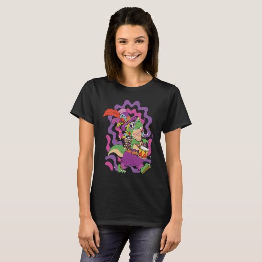 Dinosaur Mardi Gras Party Parade Shenanigans Carni T-shirt (Voorkant volledig)