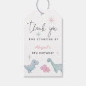 Dinosaur Meisjes Verjaardagsfeestje  Cadeaulabel (Voorkant)