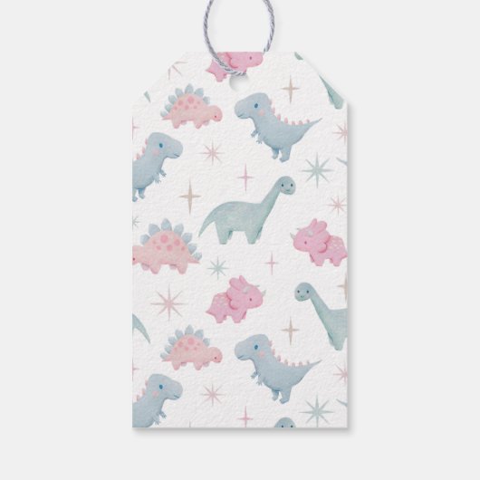 Dinosaur Meisjes Verjaardagsfeestje  Cadeaulabel (Achterkant)