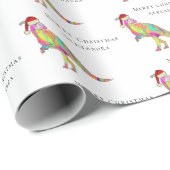 Dinosaur Merry Christmas Gepersonaliseerde meisjes Cadeaupapier (Rol Hoek)