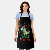 Dinosaur Merry Kerstmis Schort (Gedragen)