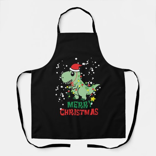 Dinosaur Merry Kerstmis Schort (Voorkant)