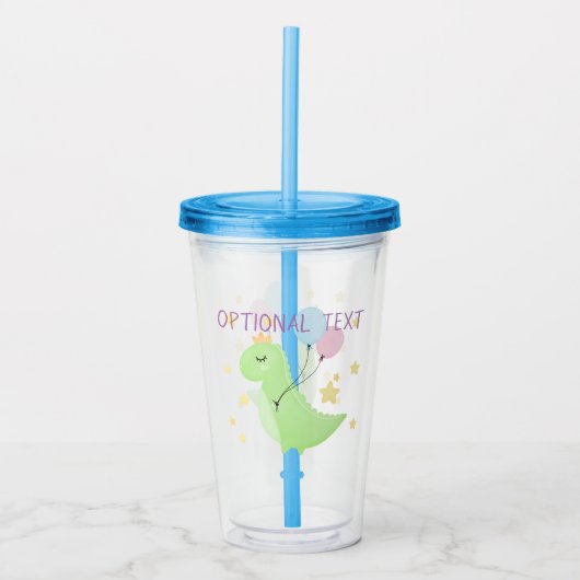 Dinosaur met ballonnen acryl drinkbeker (Voorkant)