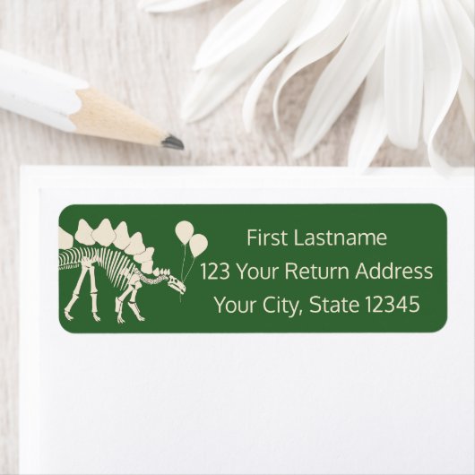 Dinosaur met ballonnen etiket (Insitu)