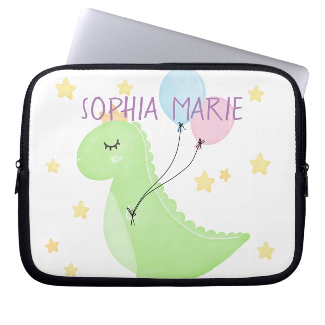 Dinosaur met ballonnen laptop sleeve (Voorkant)