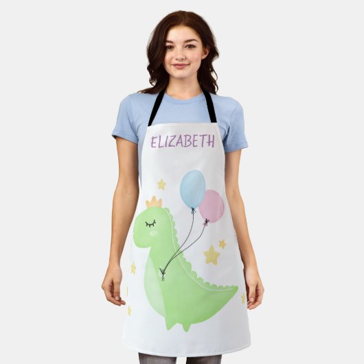 Dinosaur met ballonnen schort (Gedragen)