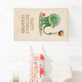 Dinosaur met ballonnen verjaardag spandoek (Insitu)