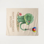 Dinosaur met ballonnen verjaardag wandkleed (Voorkant (horizontaal))