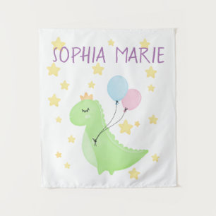 Dinosaur met ballonnen wandkleed