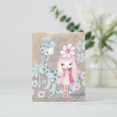 Dinosaur met Cavegirl Briefkaart (Staand voorkant)