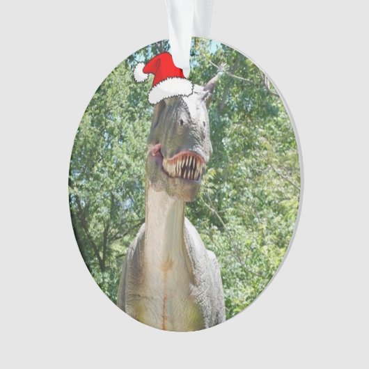 Dinosaur met kerstcadeau Pet Ornament (voorkant)