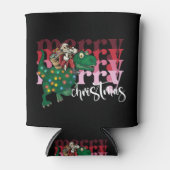 Dinosaur met kerstmis blikjeskoeler (Voorkant)