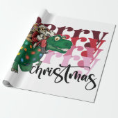 Dinosaur met kerstmis cadeaupapier (Uitgerold)