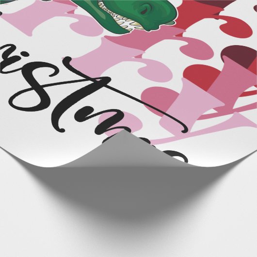 Dinosaur met kerstmis cadeaupapier (Hoek)