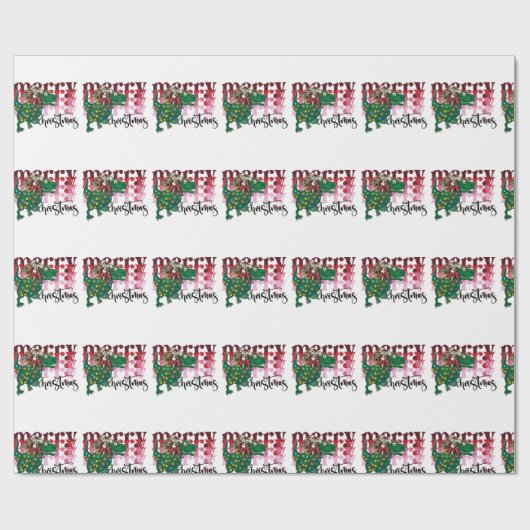 Dinosaur met kerstmis cadeaupapier (Vlak)