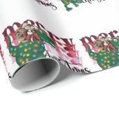 Dinosaur met kerstmis cadeaupapier (Rol Hoek)