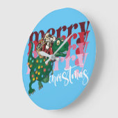 Dinosaur met kerstmis grote klok (Hoek)