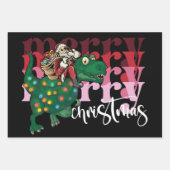 Dinosaur met kerstmis inpakpapier vel (Voorkant 2)