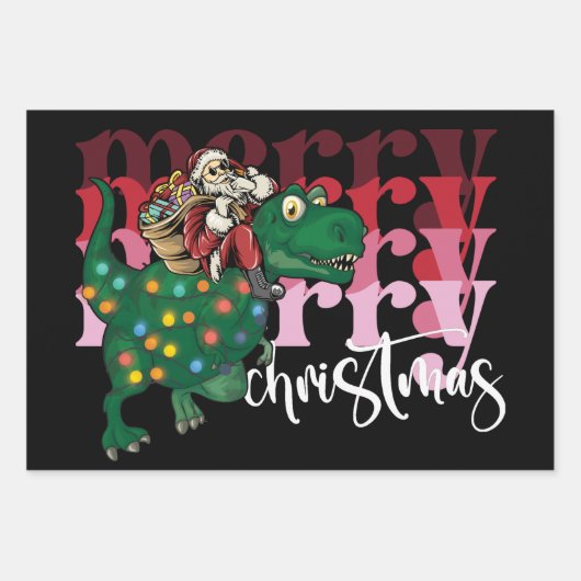 Dinosaur met kerstmis inpakpapier vel (Voorkant 2)